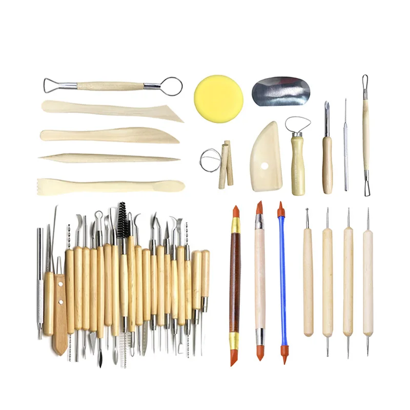 

42Pcs Wooden Handle Clay Sculpting Tools Pottery Carving Modeling Carving Craft Kit @ WXV Sale