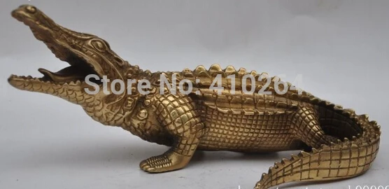 

10" China Copper brass fengshui beast Alligator Crocodile Fish Auspicious Statue discount 30%