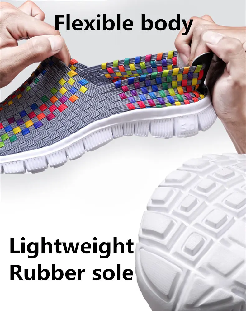 Big Size 35-44 Yards Woven Mesh Women Shoes Round Head Breathable Soft Flats Slip-On Footwear Lightweight Outdoor Casual Shoes (4)