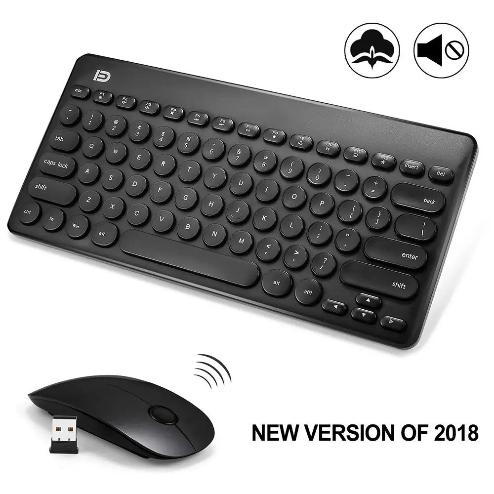 

FD Wireless Keyboard and Mouse 2.4GHz Mini Ultra Slim for Mac Notebook Laptop Computer Desktop Office Gaming Russian Stickers