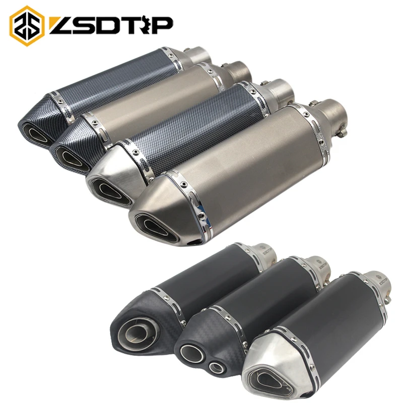 Baratos ZSDTRP Universal motocicleta Akrapovic escape modificar silenciador de escape de Motocross para FZ6 CBR250 CB600 MT07 ATV Dirt Pit bicicleta