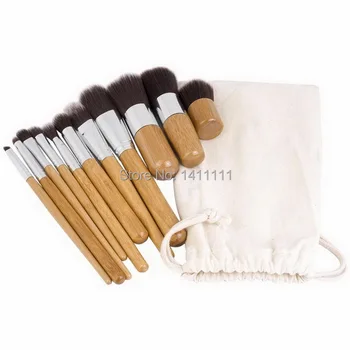 

Wholesale DHL Free Shipping 11pcs Makeup Brushes SET KIT Eyeshadow Eyebrow LIP Foundation Powder Tool Brush + Bag MB52
