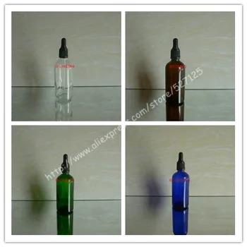 

100ml shiny clear/green/brown/blue glass bottle with black plastic anti- theft ring black/white rubber cap,essential oil bottle.