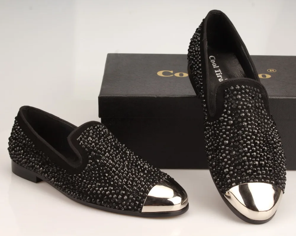 Black Rhinestones Slippers Loafers (9)