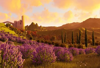 

Laeacco Nature Backgrounds Shrub Floret Mountain Castle Cloudy View Photographic Backdrops Photocall Photo Studio