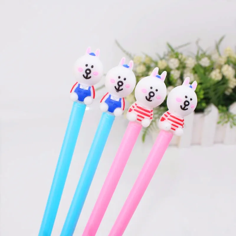 

10pcs/lot creative stationery cute cartoon Korean rabbit gel pen 0.5mm black water pen signature pen
