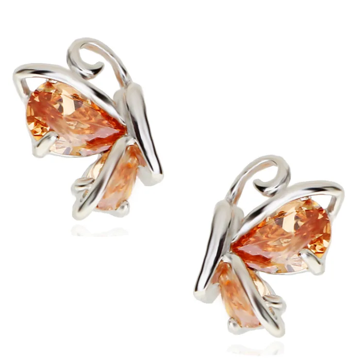 

Butterfly S925 sterling silver earrings two wear fashion temperament Zircon earrings women's fine jewelry gifts Wedding earrings