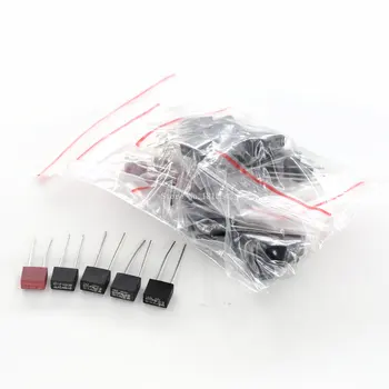 

50PCS Square Fuse Kit Rectangle Protective Slow Blow T1A T3.15A T4A T5A T6.3A 250V SS-5 2Pin Assortment Kit 5Kinds Each 10PCS