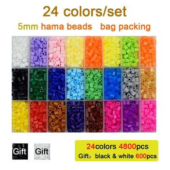 

DOLLRYGA 5mm hama Beads Puzzle 24 Colors 5400pcs/set Perler Beads 3D Puzzle Education Toy For Childre Fuse Bead Jigsaw Pegboard