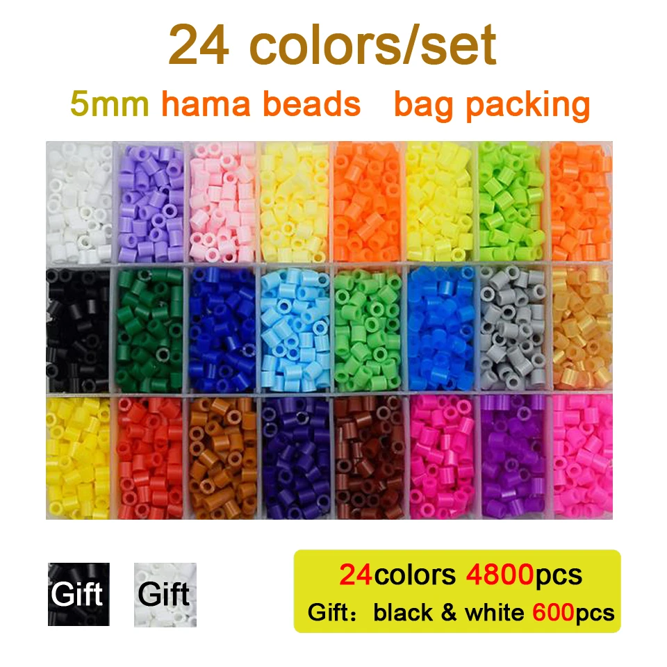 DOLLRYGA 5mm hama perles Puzzle 24 couleurs 5400 pièces/ensemble Perler perles 3D Puzzle éducation jouet pour enfant fusible perle scie sauteuse