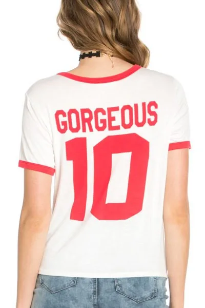 Великолепная 10 назад Красная белая футболка Ringer Женская Сексуальная