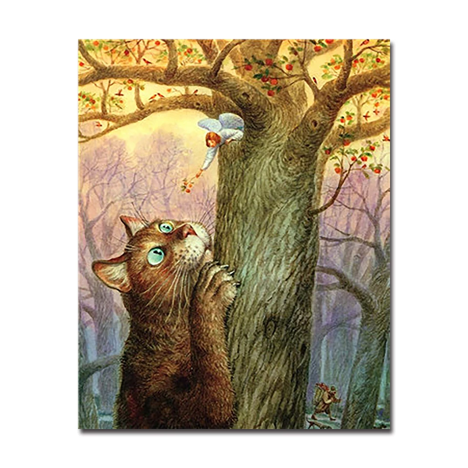 

DIY Digit Oil Painting By Numbers Kits Colors Drawing Handpainted Angel Tease Cats Canvas Pictures Cartoon Wall Art Home Decor
