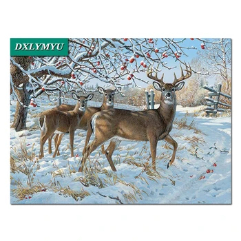 

New diamond Mosaic Full square Diamond Painting Embroidery Snow deer Beads Cross Stitch Craft Home decoration Art painting
