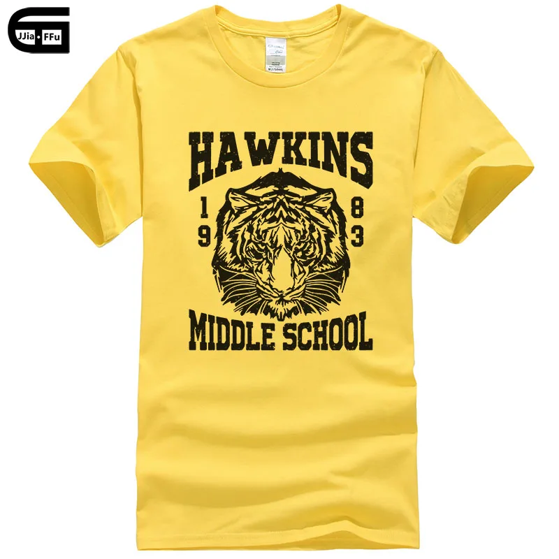 Летние Стильные футболки для мужчин Hawkins Middle School Tiger 1983, футболка с принтом, Повседневная футболка из хлопка T234