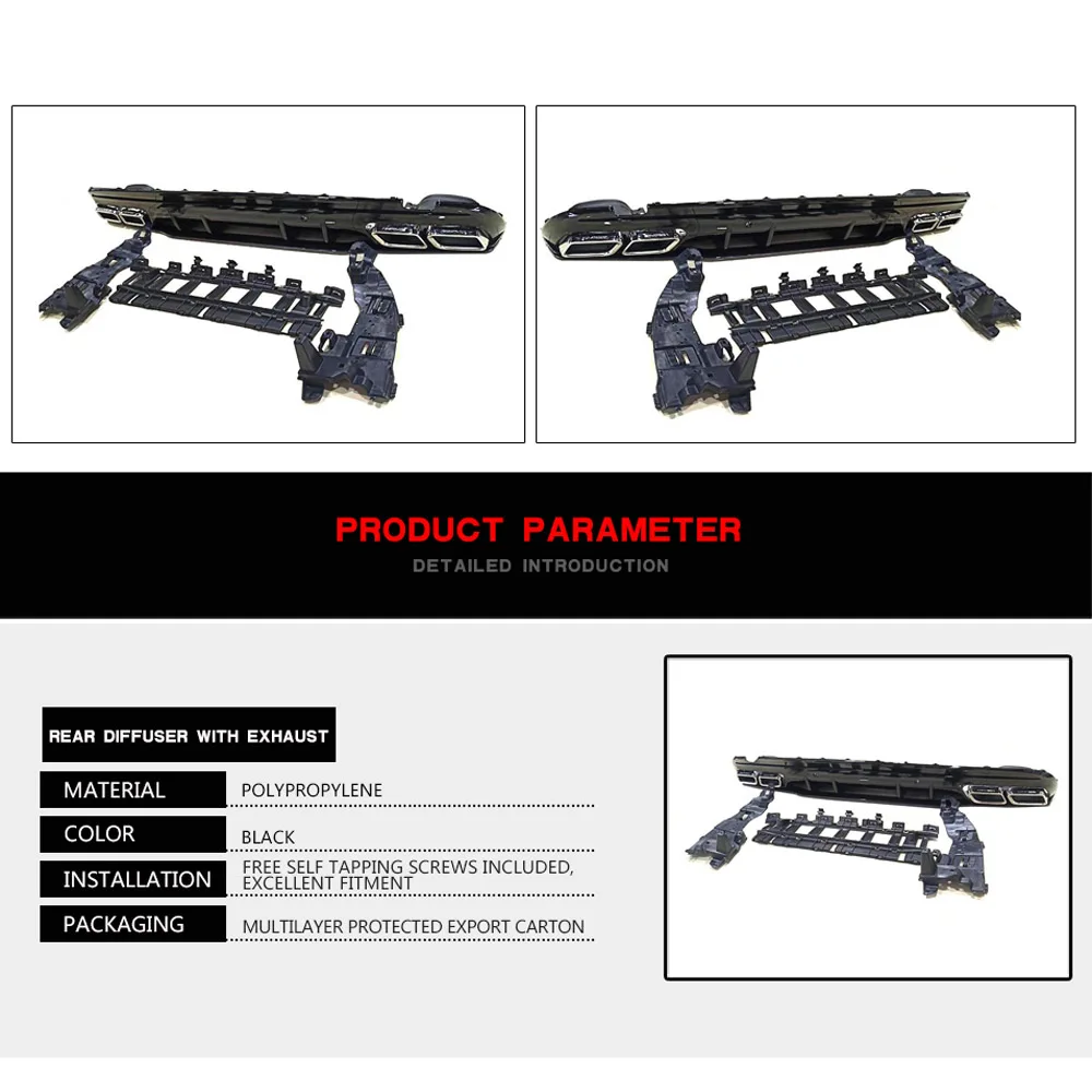 Для заднего бампера автомобиля W205 диффузор для Mercedes Benz C-Class W205 C205 Sport C43 AMG Coupe 14-18 диффузор с выхлопными наконечниками