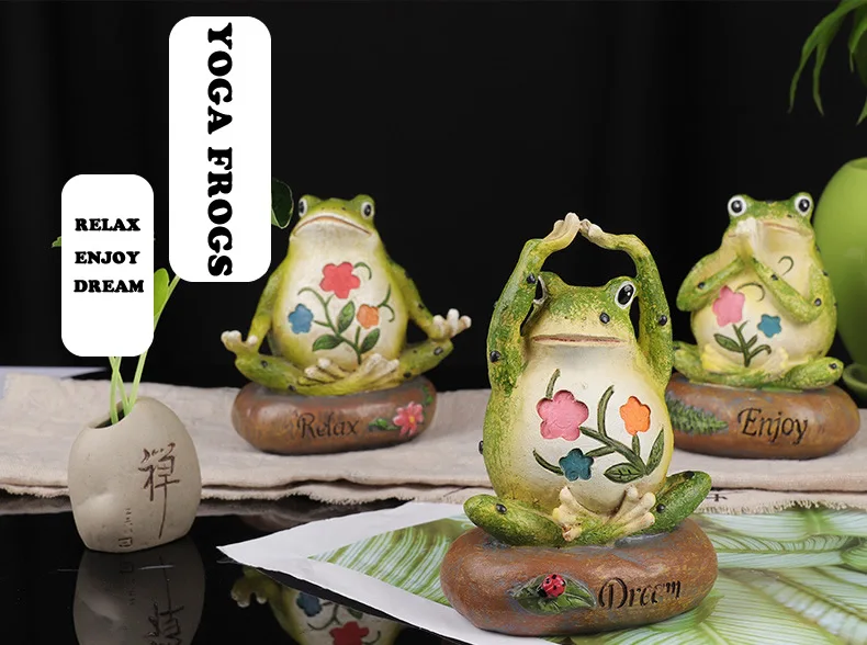 Cute Creative Yoga Frogs Statue Decorative Sitting Frog Outdoor ...