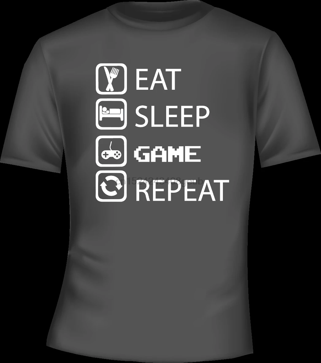 Мужская футболка для мальчиков с надписью EAT SLEEP GAME REPEAT отличный подарок на