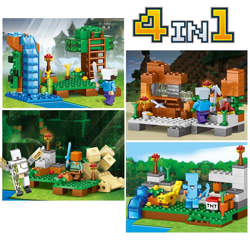 My World Minecrafted Figures Building Blocks 4 in 1 DIY Garden Bricks Compatible With Legoed Minecraft City Educational Toys For Children Gift (8)