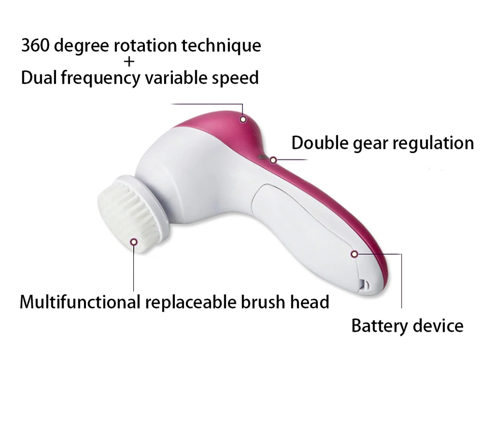5 в 1 электрическая щетка для чистки лица, массажер для лиффтинга, аппарат для спа-чистки лица, очищающее средство, уход за кожей, вращающиеся щетки