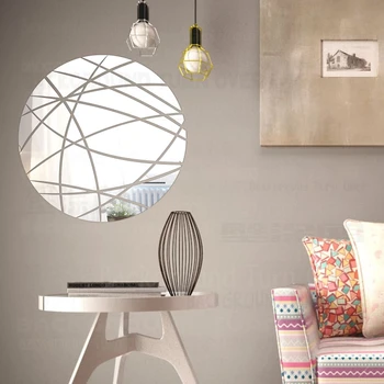 

Mirror Stickers Wall Sticker Room Decoration Bathroom Living Decor 3D Full Body Adhesive Paper Moon Linear Sun Ring Round R155