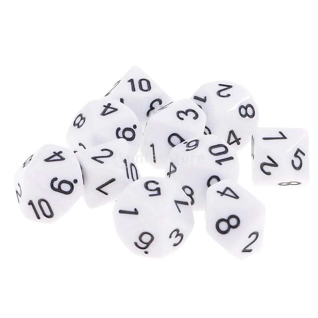 10pcs 10 Sided Dice D10 Polyhedral Dice for Dungeons and Dragons Games White 10pcs 10 Sided Dice D10 Polyhedral Dice for Dungeons and Dragons Games White