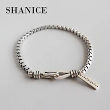 SHANICE 925 пробы Серебряный панк-рок женский браслет и браслеты хип-хоп никогда не выцветает браслет-цепочка серебряное ювелирное изделие для влюбленных