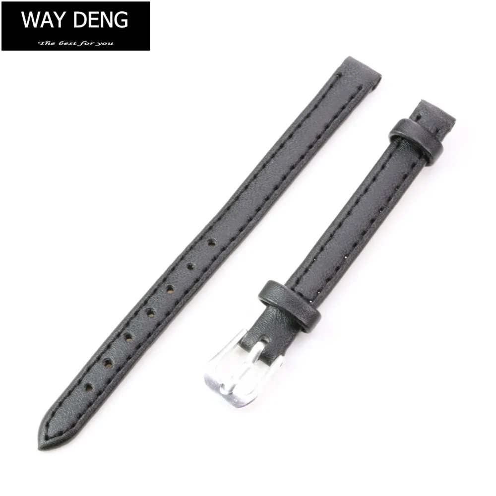 Way deng-Женская винтажная Черная мягкая искусственная кожа Серебряная Пряжка Ремешки для наручных часов сменный ремешок из двух частей 8 мм
