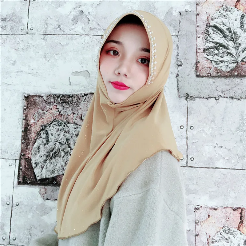 

2019 Classic Woman Scarf Solid Color Rhinestone Shining Chiffon Silk Popular Shawls Scarf Headband Muslim Scarves Free Shipping