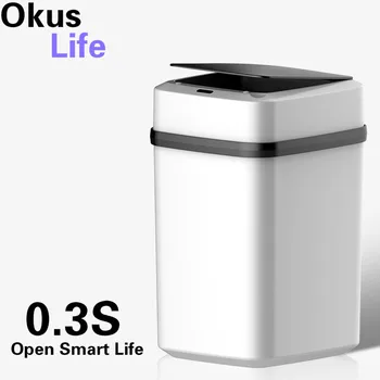 

0.3S Automatic Intelligent Sensor Smart Trash Can Dustbin Lid Motion Detector Kitchen Bedroom Energy-Saving No Noise 10L Capacit