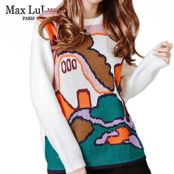 

Max LuLu 2019 Fashion Korean Style Ladies Punk Knitwear Womens Winter Cotton Knitted Sweater Casual Pullover Printed Warm Jumper
