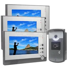 DIYSECUR LCD Display Video Door Phone Enter Intercom Doorbell Card Key RFID Reader LED Night Vision Camera 1 Camera 3 Monitor