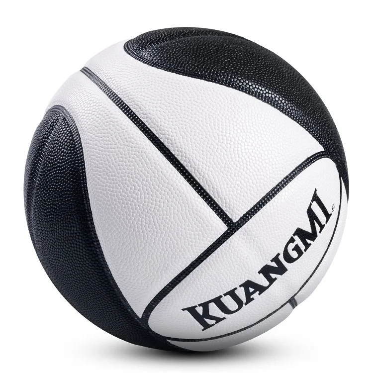 Kuangmi баскетбольный мяч из искусственной кожи, тренировочный мяч для помещений и улицы, Размер 7 бесплатно с сетчатой сумкой+ игла - Цвет: White