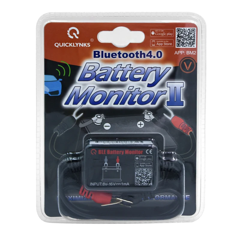 QUICKLYNKS автомобильный монитор батареи BM2 Bluetooth 4,0 устройство все машины 12 В тестер батареи на телефоне приложение