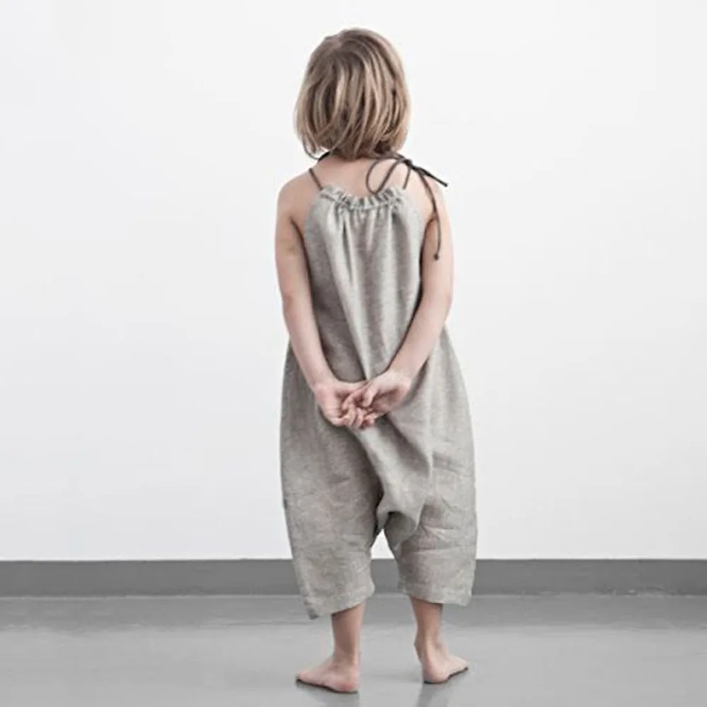 

Puseky HOT Kids Baby Girls Strap Cotton Romper Jumpsuit Harem Trousers Summer Clothes Simple Stylish 1-6Y