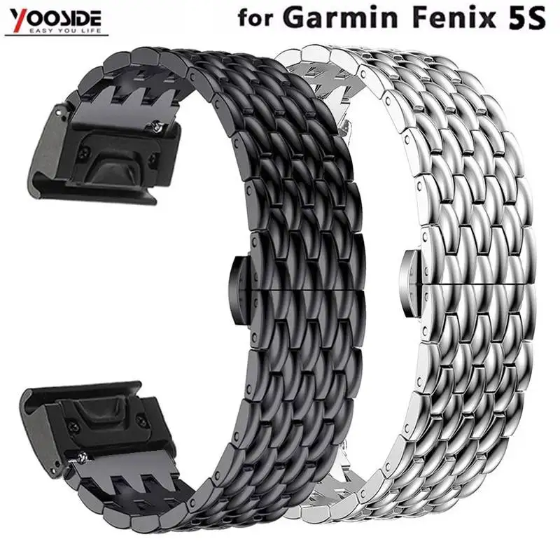 Pulseira de Metal Pulseira de Relógio Banda para Garmin Yooside Squama Design Inoxidável 20mm Ajuste Rápido Fenix 5s – Mais Pulseira Aço