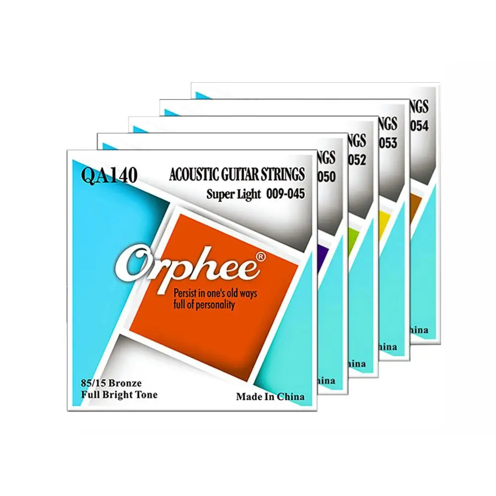 

Orphee 6Pcs Acoustic Guitar Strings QA Series Folk Hexagonal Steel Core 80/20 Bronze Wire Super Light Tension Guitar Accessories