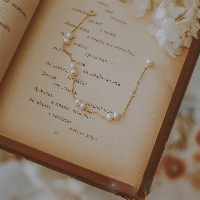 

Personalized Natural Pearl Bracelet Handmade Customize Gold Wrap Fillde Bangles Vintage Party Gift Jewelry Bracelet for Women