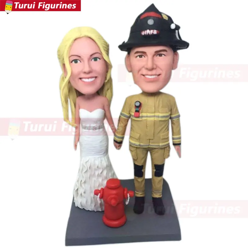 Firefighter Cake Topper Fireman Wedding Personalized Bobble Head Figurine Based on Custo | Дом и сад