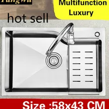 Кухонная ручная раковина одинарная мойка, многофункциональная посуда 304 из нержавеющей стали, Горячая 580x430 мм