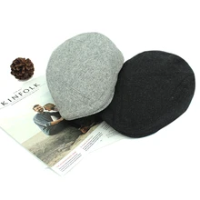 Зимний шерстяной берет для мужчин, классический дизайн, мужская плоская шапка, теплая одноцветная шапка