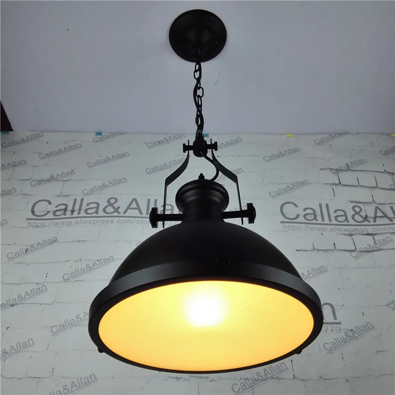 Us 122 85 11 Off D310mmx250mm Black Iron Glass Shade With Iron Chain Heavy Pendant Lamp Quality Lighting Fixture Edison Industrial Hanging Light In
