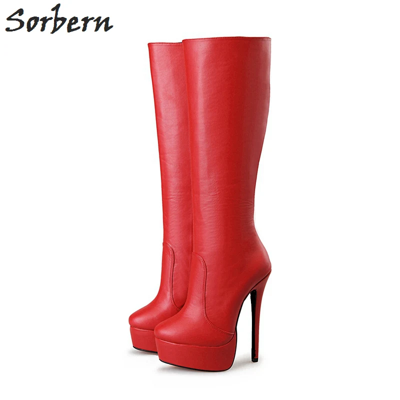 Rouge Chaussures Pu Talons D'hiver Faux Longues red 4 Sorbern Black Suede Schoenen Mujer 2018 Haute Pu black 16 Genou Suede Bottes Plates Chaud Dames Femme lilac Cm Zapatos formes TwqFAdw