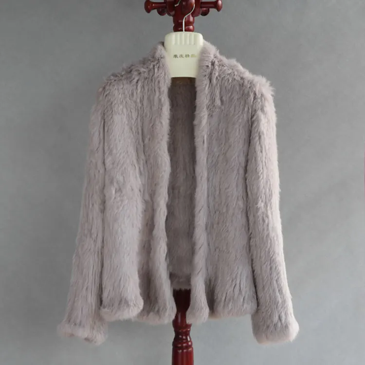 15 цветов,, зимнее женское вязаное пальто из натурального меха кролика, австралийская Женская свободная Меховая куртка, пальто, плотное пальто, верхняя одежда - Цвет: light coffee