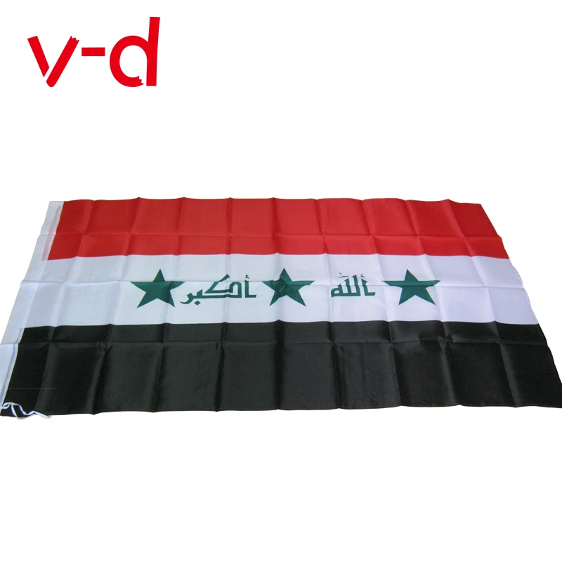 

free shipping xvggdg The Iraq Flag Polyester Flag 5*3 FT 150*90 CM High Quality Hanging and Flying