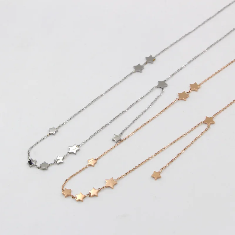 

Fashion Luxury Brand Stainless Steel Rose Gold Color Love Star Chains Necklaces Women Party Gift
