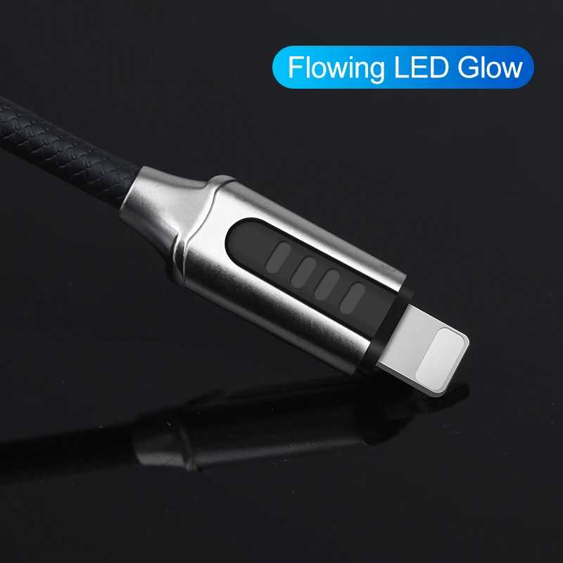Rock 3A Led USB Cable de tipo C para Xiaomi Samsung Huawei de desconexión automática de sincronización de datos de carga rápida cargador de 1 m luminosa luz de Flash