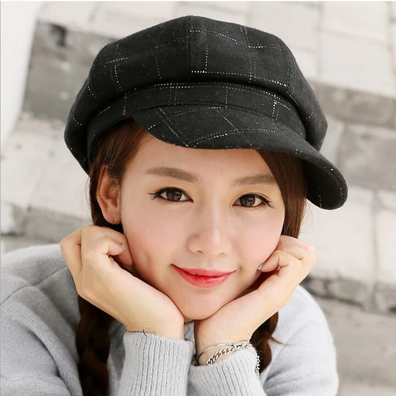Retro Fashion Spring Winter Artist Octagonal Cap Peaked Hat Casquette Beret Wool Woolen Female font b