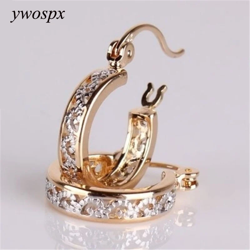 

YWOSPX Mujer Moda 2018 Classic Gold Color Brincos Hoop Earrings for Women Wedding Orecchini Jewelry Earings Gifts Y30