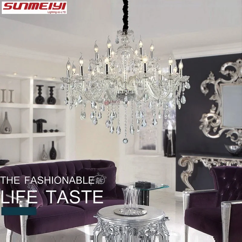 Large Luxury Crystal chandelier Living Room lustre sala de cristal Modern 18 Arm Chandeliers Light Fixture Wedding Decoration