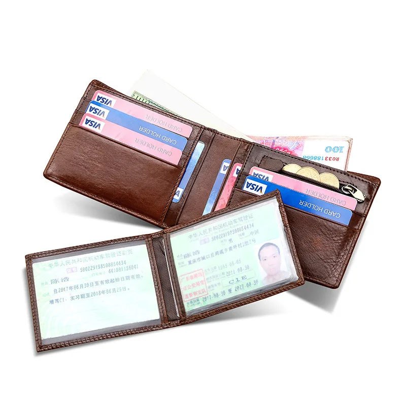 Moxi мужские кошельки из натуральной кожи, короткий кошелек для карт, Ретро кошелек, ID, держатель для кредитных карт, карманные кошельки мужские бумажники, кофе